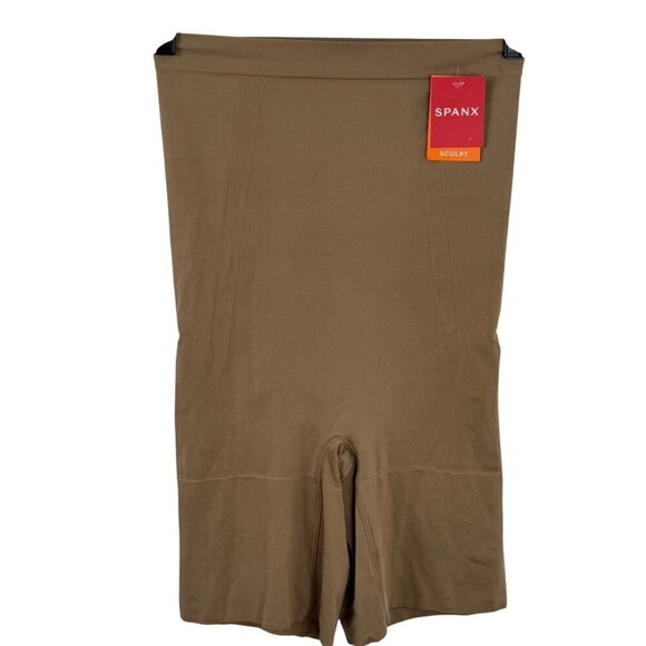Spanx NEW High Waisted Mid Thigh Short Lg Cafe Au Lait Shapewear Sculpt Slimming - Picture 1 of 6